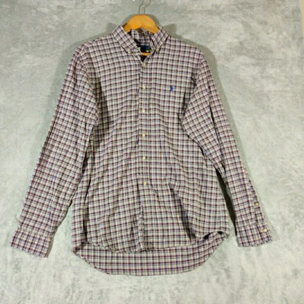 Polo Ralph Lauren‎ Shirt Mens Large Multi Color Plaid Long Sleeve Casual Preppy